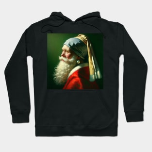 Santa in the Style of Vermeer's Masterpiece - Holiday Parody Art Hoodie